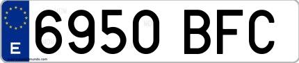 Ejemplo de matrícula española 6950 BFC
