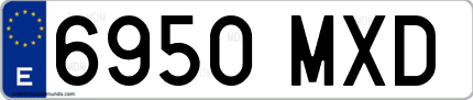 Ejemplo de matrícula de coche ordinaria 6950 MXD