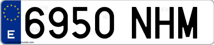 Ejemplo de matrícula de coche ordinaria 6950 NHM