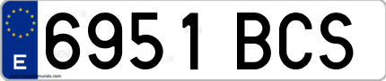 Ejemplo de matrícula de coche ordinaria 6951 BCS