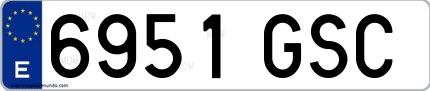 Ejemplo de matrícula española 6951 GSC