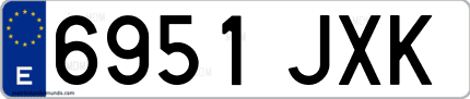 Ejemplo de matrícula de coche ordinaria 6951 JXK