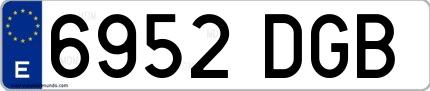 Ejemplo de matrícula española 6952 DGB