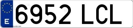 Ejemplo de matrícula española 6952 LCL