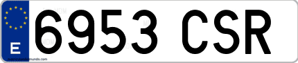 Ejemplo de matrícula de coche ordinaria 6953 CSR