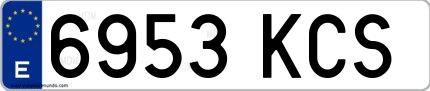 Ejemplo de matrícula española 6953 KCS
