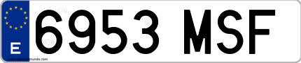 Ejemplo de matrícula de coche ordinaria 6953 MSF