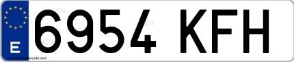 Ejemplo de matrícula española 6954 KFH