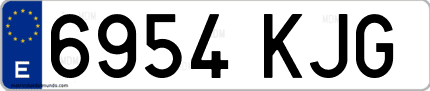 Ejemplo de matrícula de coche ordinaria 6954 KJG