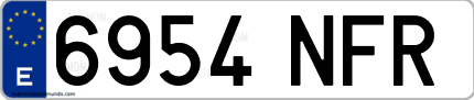 Ejemplo de matrícula de coche ordinaria 6954 NFR