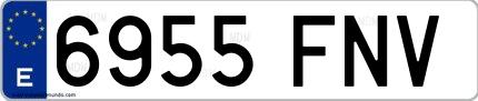 Ejemplo de matrícula española 6955 FNV