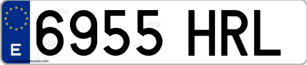 Ejemplo de matrícula de coche ordinaria 6955 HRL