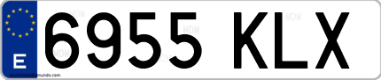 Ejemplo de matrícula de coche ordinaria 6955 KLX