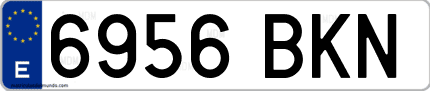 Ejemplo de matrícula de coche ordinaria 6956 BKN