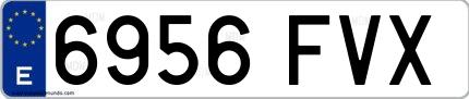 Ejemplo de matrícula española 6956 FVX