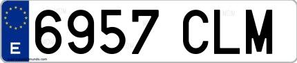 Ejemplo de matrícula española 6957 CLM
