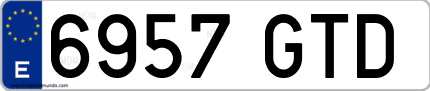 Ejemplo de matrícula de coche ordinaria 6957 GTD