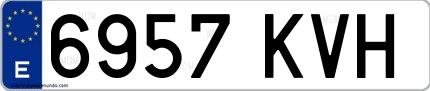 Ejemplo de matrícula española 6957 KVH