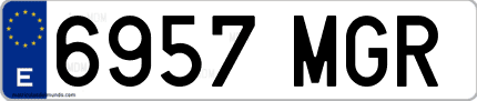 Ejemplo de matrícula de coche ordinaria 6957 MGR