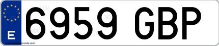 Ejemplo de matrícula española 6959 GBP