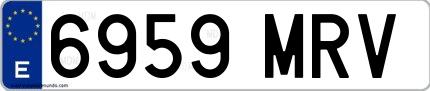 Ejemplo de matrícula española 6959 MRV
