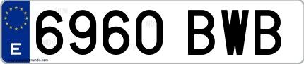Ejemplo de matrícula española 6960 BWB