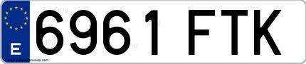 Ejemplo de matrícula española 6961 FTK