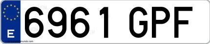 Ejemplo de matrícula española 6961 GPF