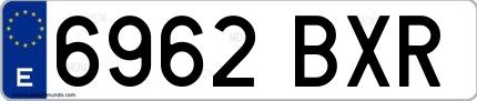Ejemplo de matrícula española 6962 BXR