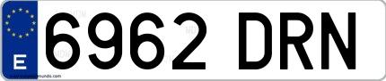Ejemplo de matrícula española 6962 DRN