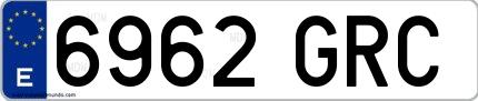 Ejemplo de matrícula española 6962 GRC
