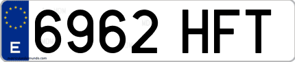Ejemplo de matrícula de coche ordinaria 6962 HFT
