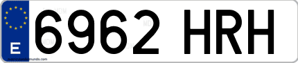 Ejemplo de matrícula de coche ordinaria 6962 HRH