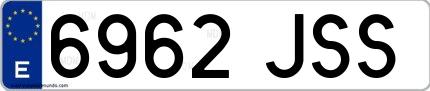 Ejemplo de matrícula española 6962 JSS