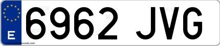 Ejemplo de matrícula española 6962 JVG