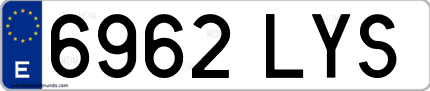 Ejemplo de matrícula de coche ordinaria 6962 LYS