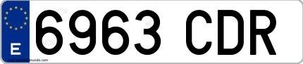 Ejemplo de matrícula española 6963 CDR