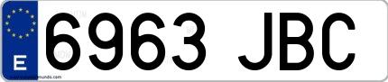 Ejemplo de matrícula española 6963 JBC