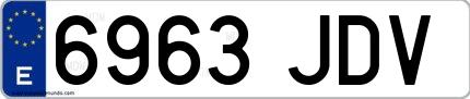 Ejemplo de matrícula española 6963 JDV