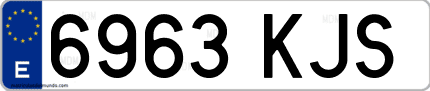 Ejemplo de matrícula de coche ordinaria 6963 KJS