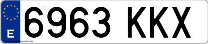 Ejemplo de matrícula española 6963 KKX