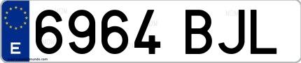 Ejemplo de matrícula española 6964 BJL