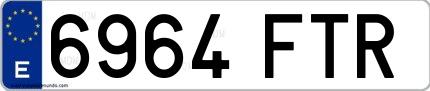 Ejemplo de matrícula española 6964 FTR