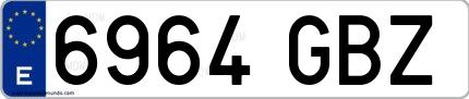 Ejemplo de matrícula española 6964 GBZ