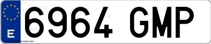 Ejemplo de matrícula española 6964 GMP