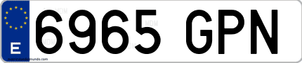 Ejemplo de matrícula de coche ordinaria 6965 GPN