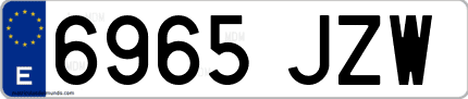 Ejemplo de matrícula de coche ordinaria 6965 JZW