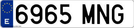Ejemplo de matrícula de coche ordinaria 6965 MNG
