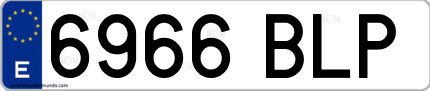 Ejemplo de matrícula de coche ordinaria 6966 BLP