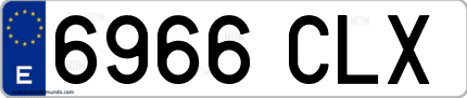 Ejemplo de matrícula de coche ordinaria 6966 CLX